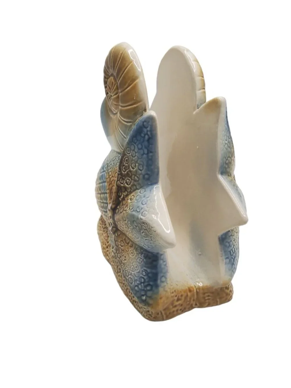 vintage ocean side sea shell ceramic starfish and shell napkin holder
